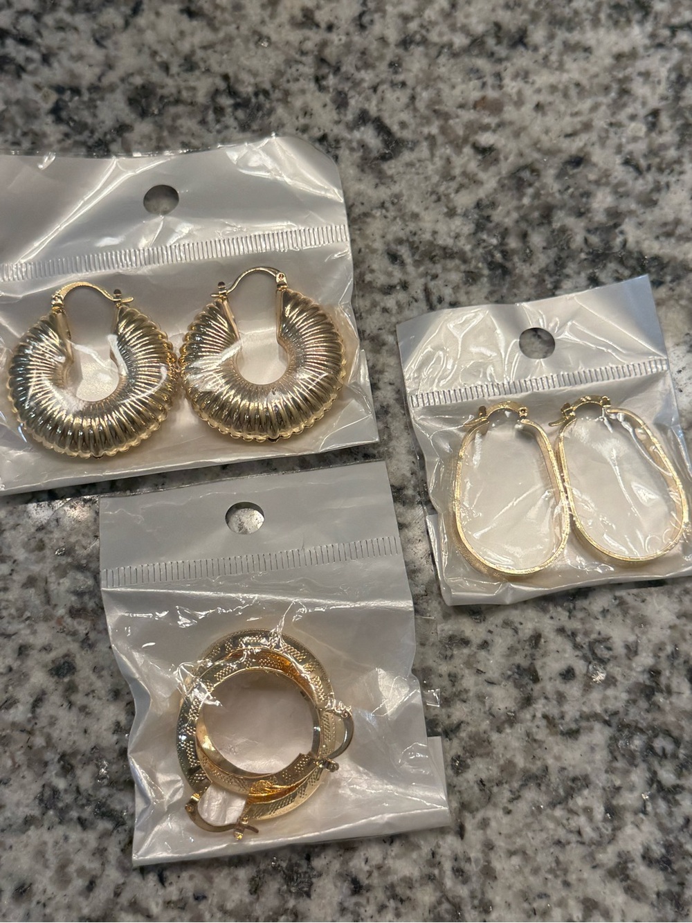 Gold Tone Women’s Hoop Earrings - Elegant Textured Design